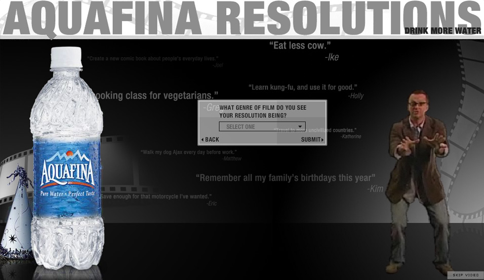 Aquafina: Resolutions on Film: what's your name